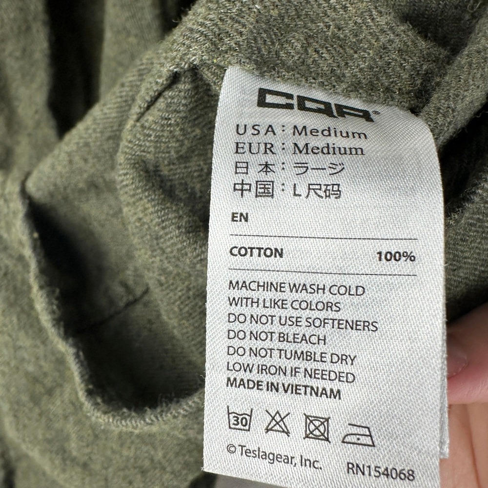 CQR Heritage Flannels Original Mens Button Up Shirt Green Medium Cotton - Picture 4 of 9